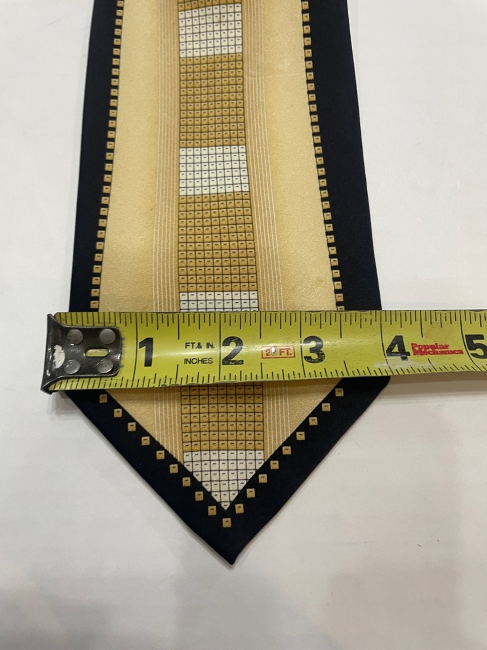 Versani Gold and black Geometric Stripe Tie. 100%silk. Spots. - Picture 8 of 8